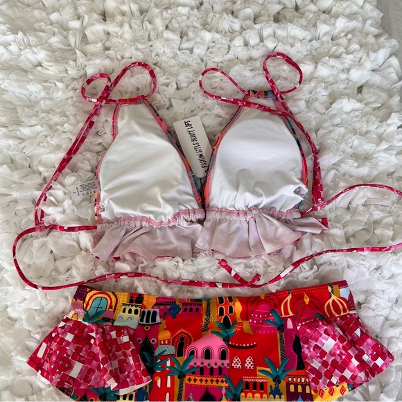 NWT Women High Waisted Swimsuit Ruffle V Neck Bikini Two Pieces Swimwear SIZE L - Picture 14 of 17